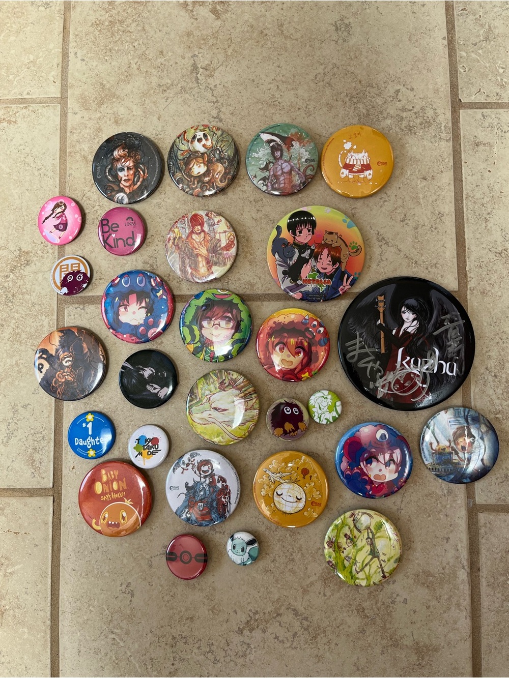 Anime & Cute Character Pin Button Lot - Assorted Colors
